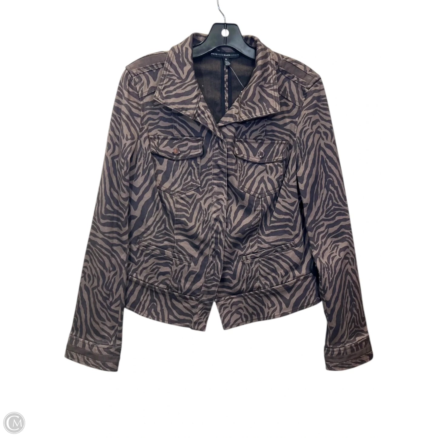 Jacket Denim By White House Black Market In Zebra Print, Size: L