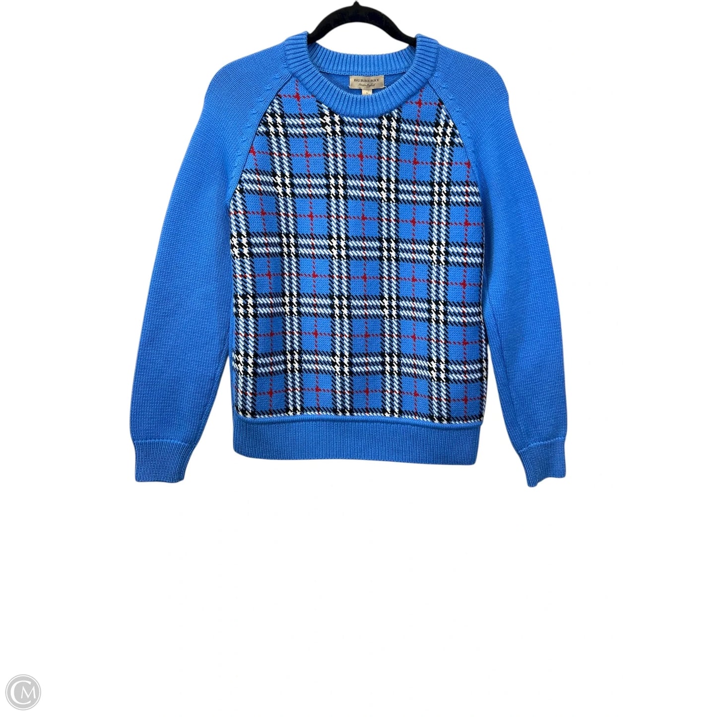 Sweater Luxury Designer By Burberry In Blue & Red & White, Size: S