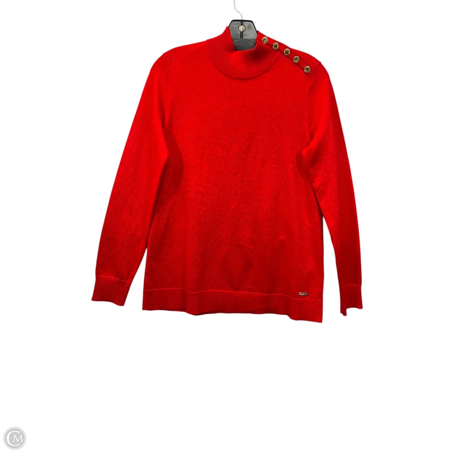 Top Long Sleeve By Calvin Klein In Red, Size: S