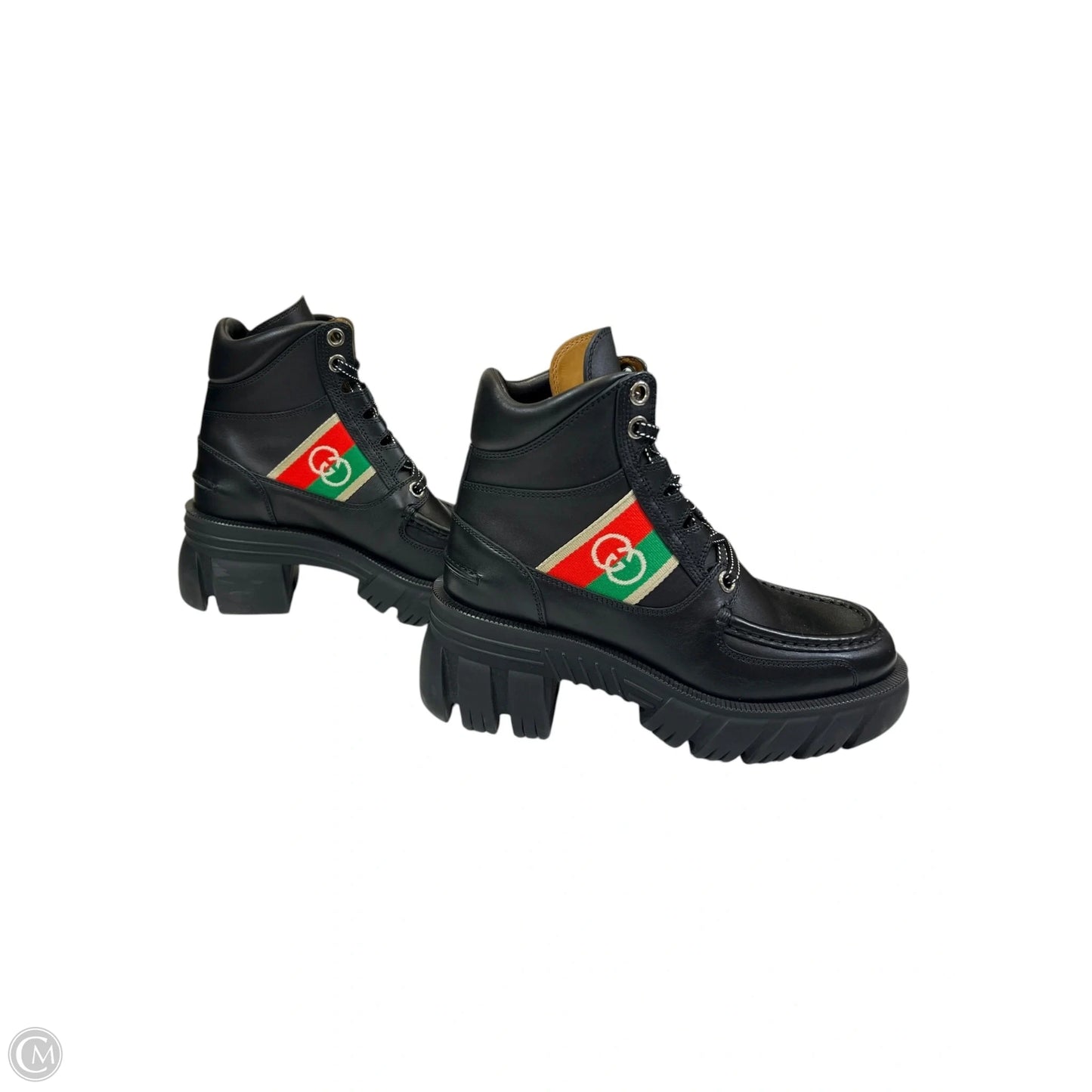 Boots Luxury Designer By Gucci In Black, Size: 6.5