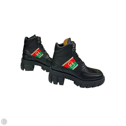 Boots Luxury Designer By Gucci In Black, Size: 6.5