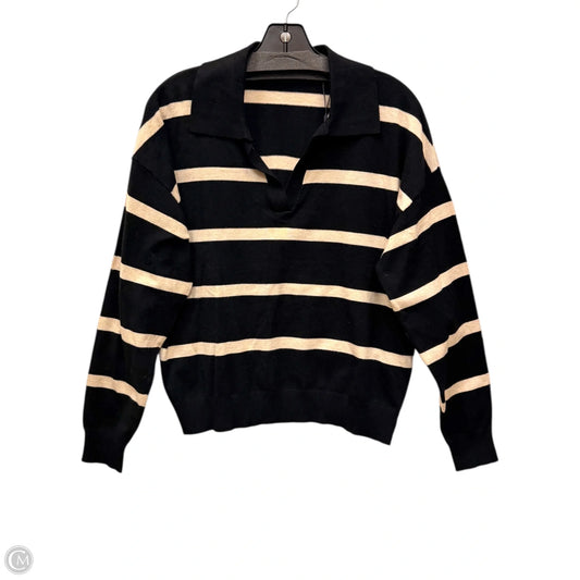 Top Long Sleeve By Tahari In Black & Tan, Size: L