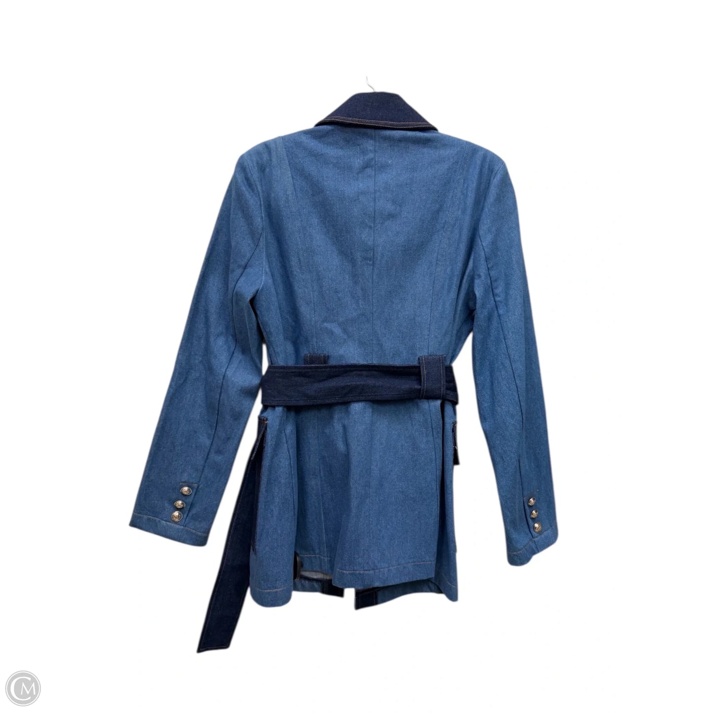 Jacket Designer By Avec Les Filles In Blue Denim, Size: S