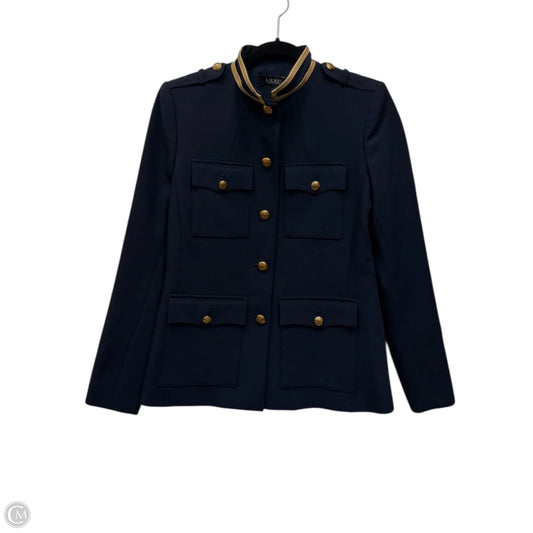 Blazer Designer By Ralph Lauren Black Label In Navy & Gold, Size: Xs