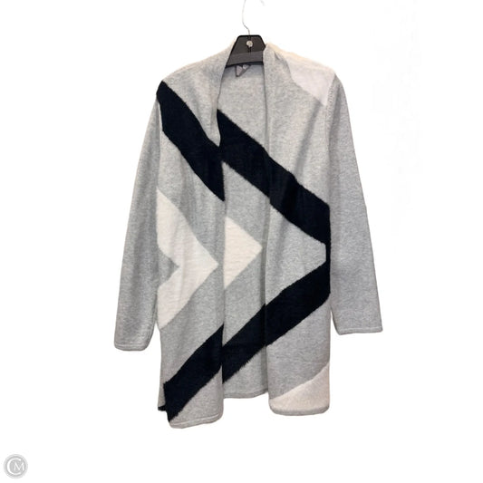 Sweater Cardigan By Chicos In Black & Grey, Size: L