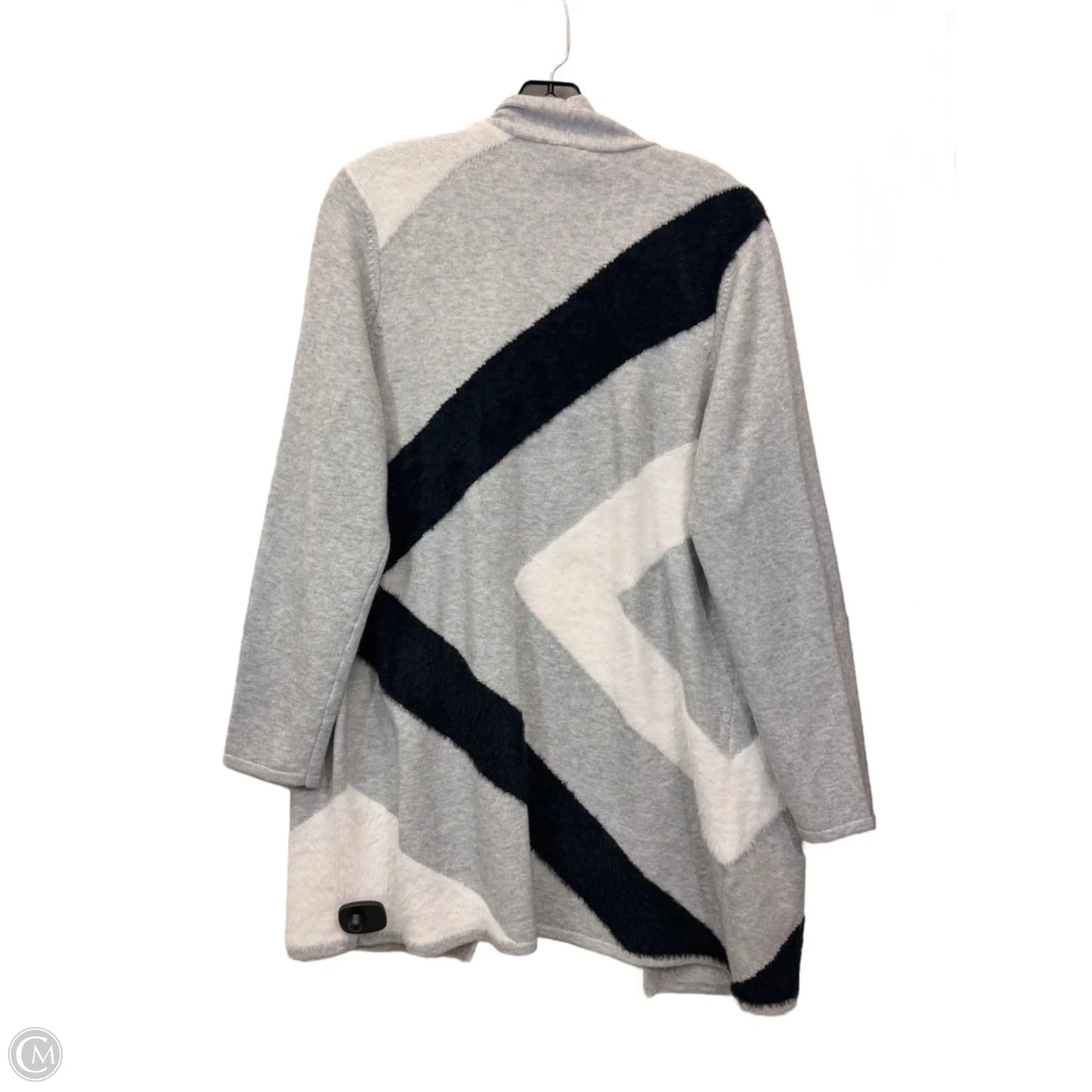 Sweater Cardigan By Chicos In Black & Grey, Size: L