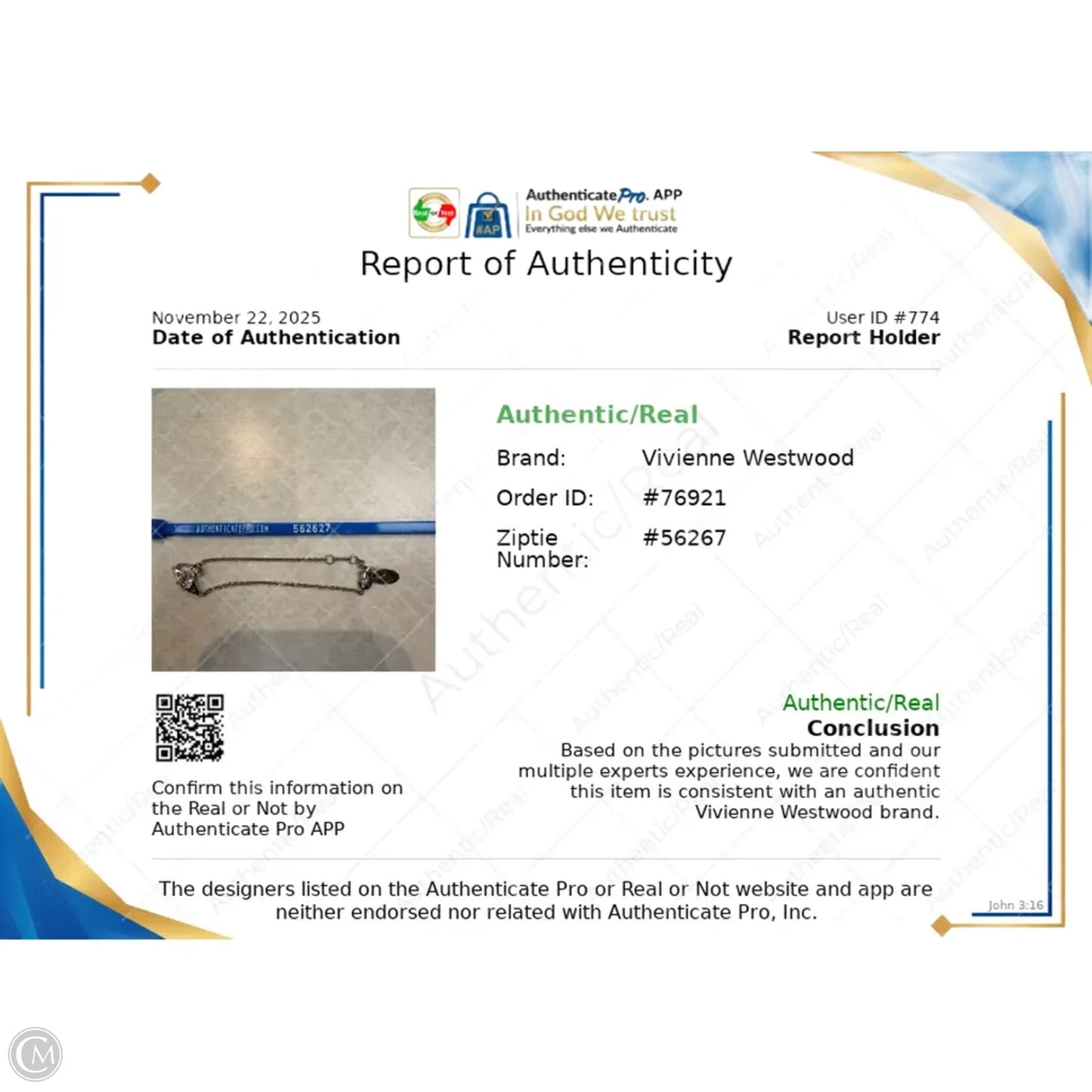 Bracelet Luxury Designer By Vivienne Westwood