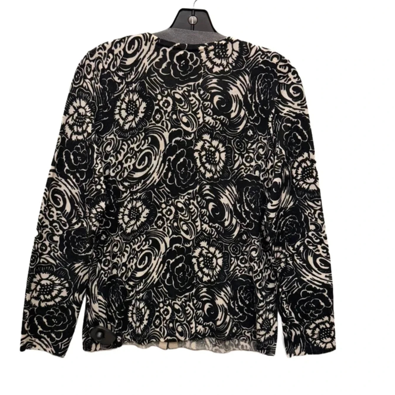 Sweater Cardigan By Talbots In Black & Cream, Size: S