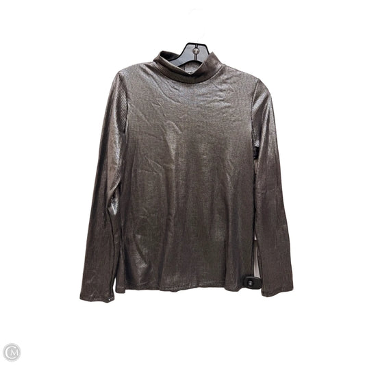 Top Long Sleeve By Express In Grey/Metallic, Size: M