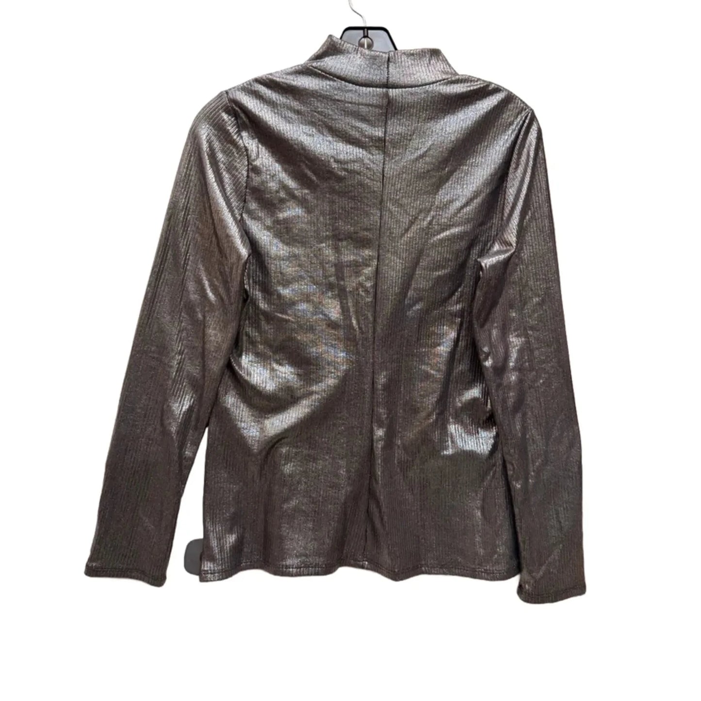 Top Long Sleeve By Express In Grey/Metallic, Size: M