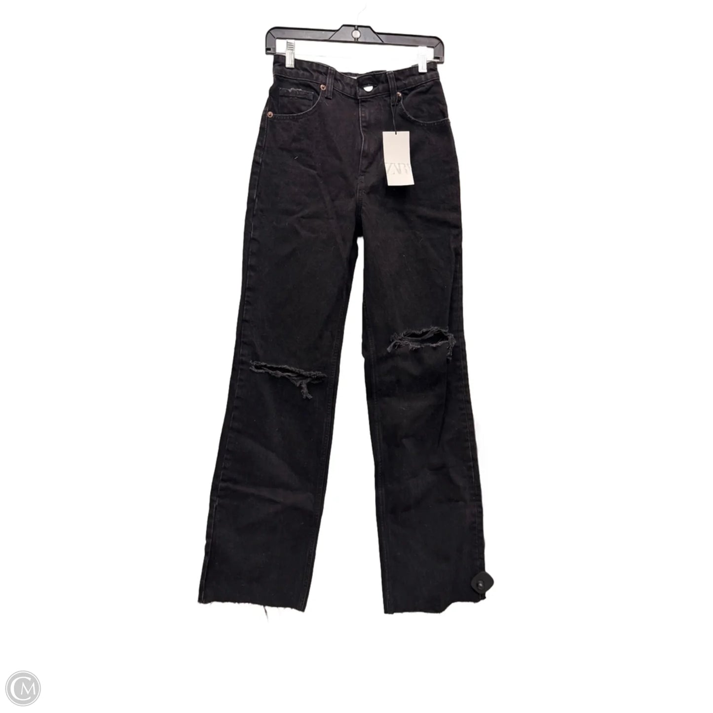 Jeans Wide Leg By Zara In Black Denim, Size: 4