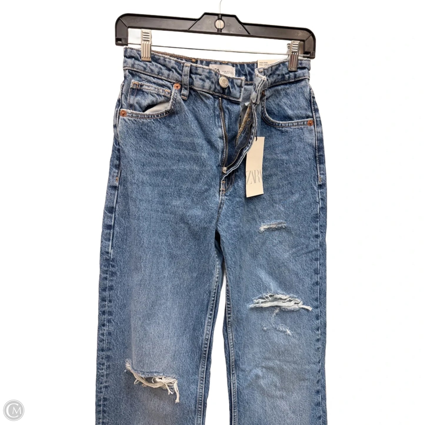 Jeans Wide Leg By Zara In Blue Denim, Size: 4