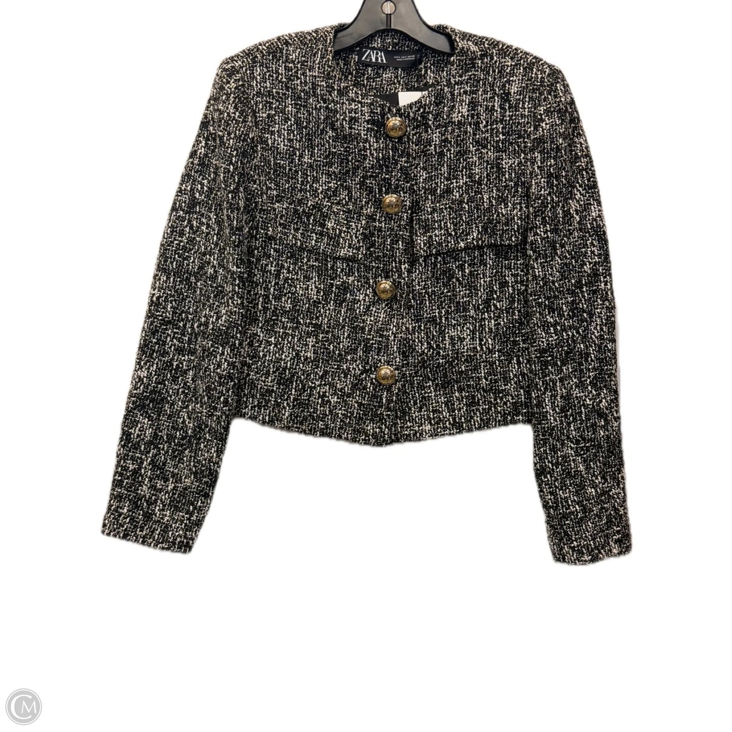 Blazer By Zara In Black & Gold, Size: S