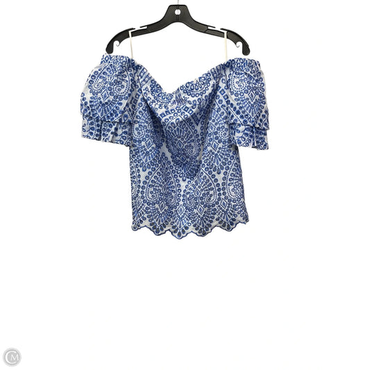 Top Short Sleeve By Lilly Pulitzer In Blue & White, Size: Xl