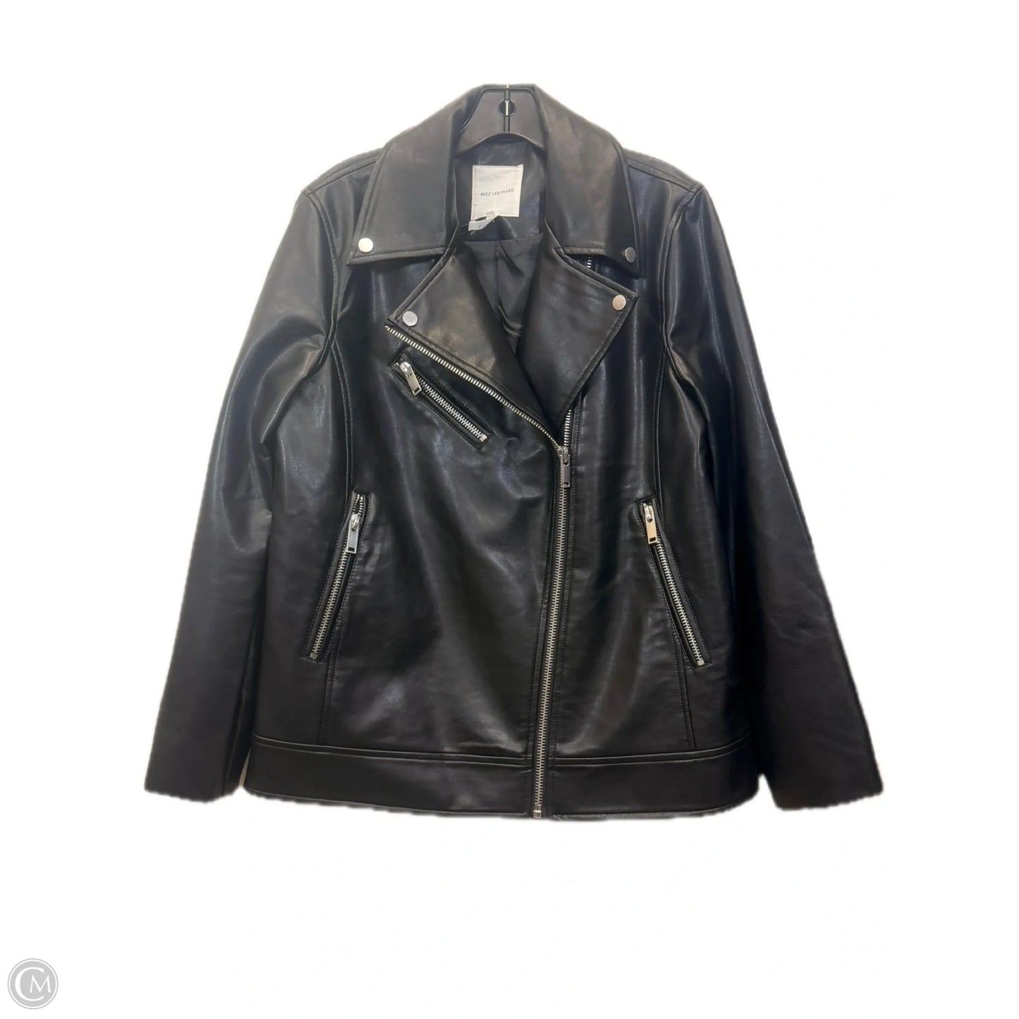 Jacket Designer By Avec Les Filles In Black & Silver, Size: L