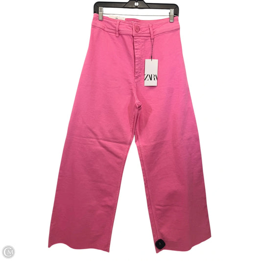 Jeans Wide Leg By Zara In Pink, Size: 10