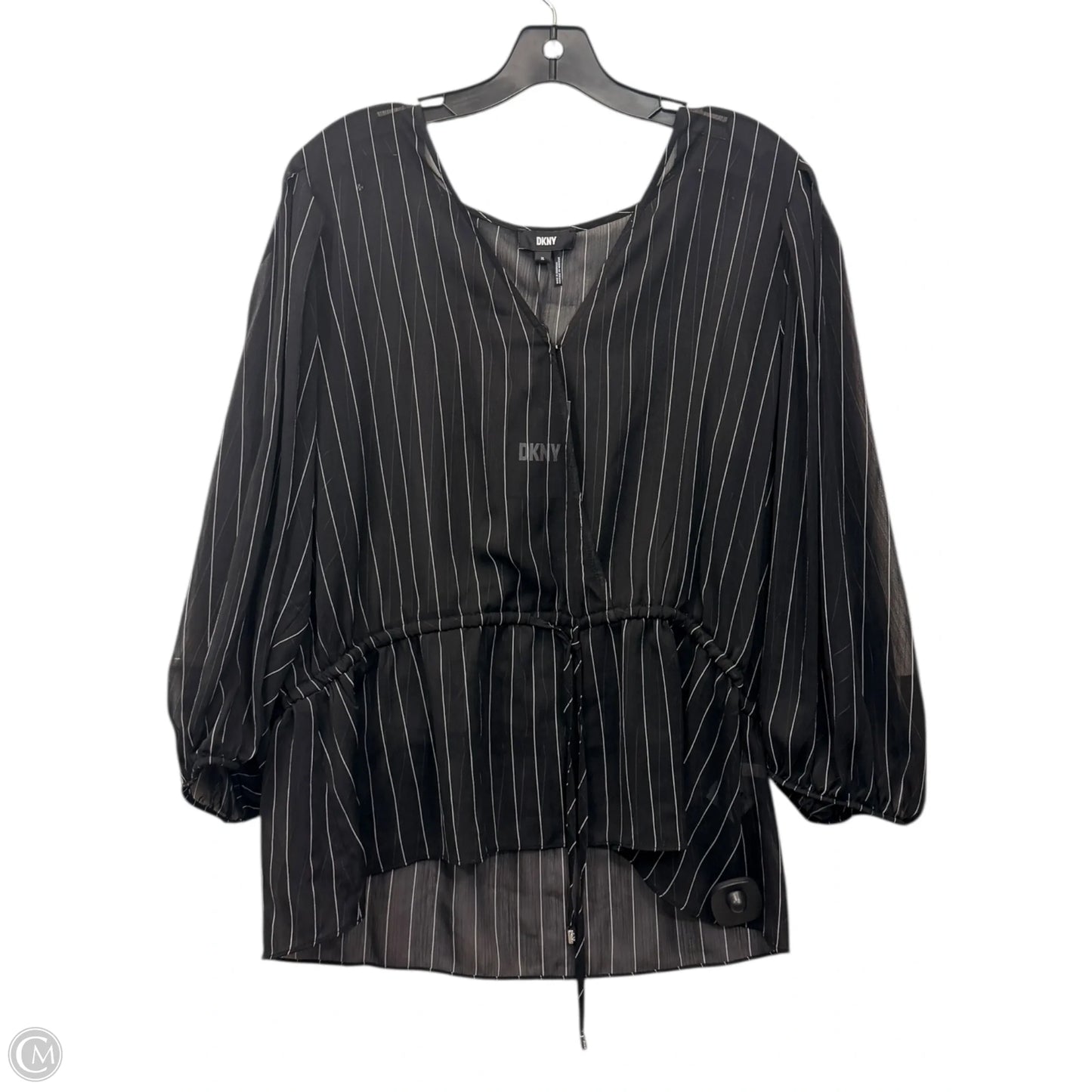 Top 3/4 Sleeve By Dkny In Black & White, Size: Xl