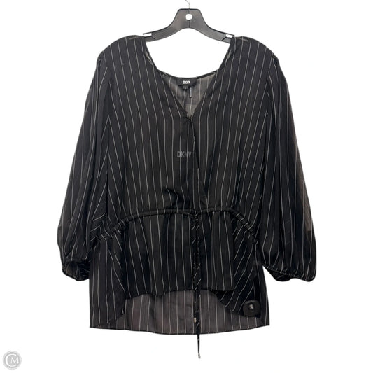Top 3/4 Sleeve By Dkny In Black & White, Size: Xl