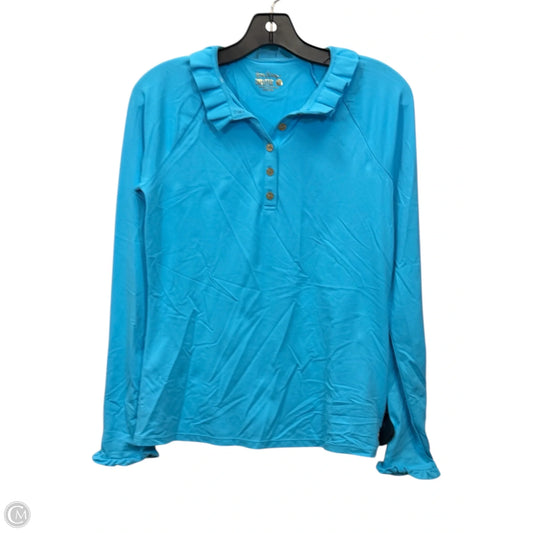 Athletic Top Long Sleeve Collar By Lilly Pulitzer In Blue & Gold, Size: S