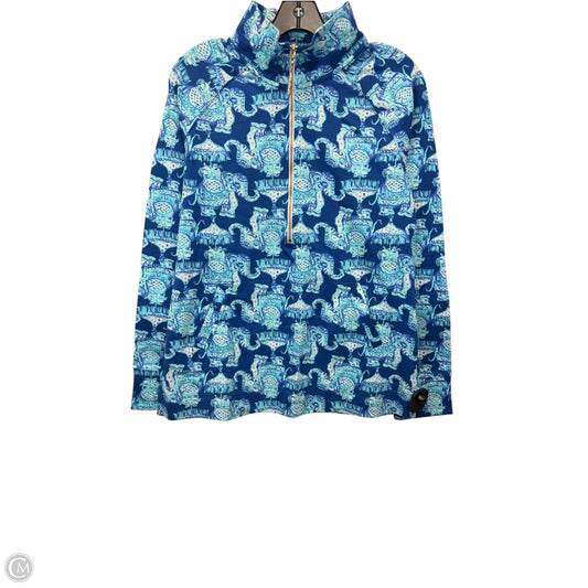 Top Long Sleeve Designer By Lilly Pulitzer In Blue & White, Size: M