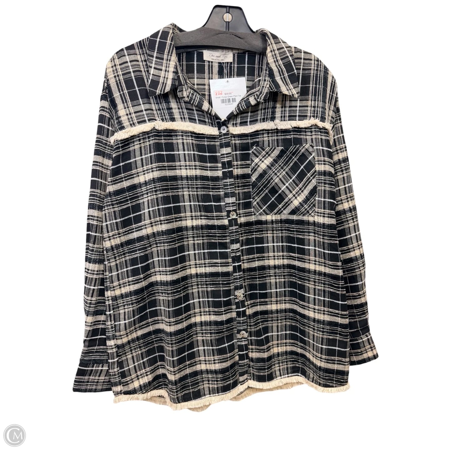 Top Long Sleeve By Doe & Rae In Plaid Pattern, Size: S