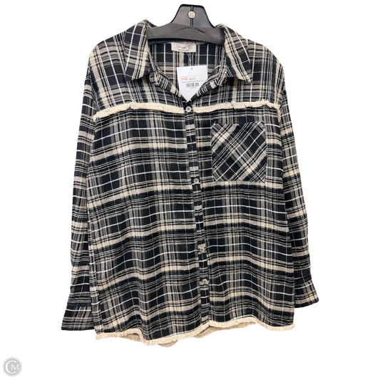 Top Long Sleeve By Doe & Rae In Plaid Pattern, Size: S