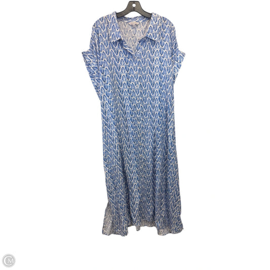Dress Casual Midi By Ophelia Roe In Blue & White, Size: 3x