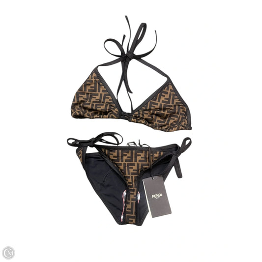 Swimsuit Luxury Designer By Fendi In Black & Brown, Size: S