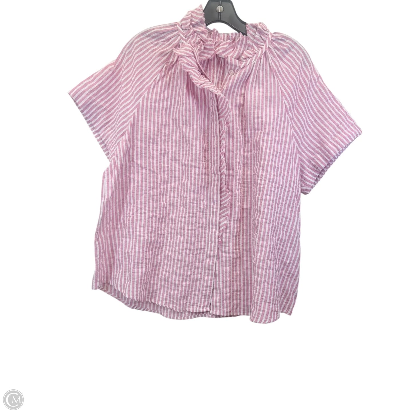 Top Short Sleeve By Chicos In Striped Pattern, Size: Xl
