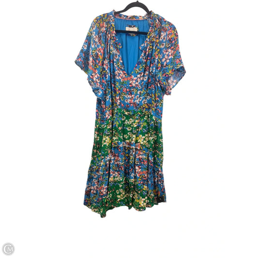 Dress Casual Midi By Anthropologie In Blue & Green, Size: Xl