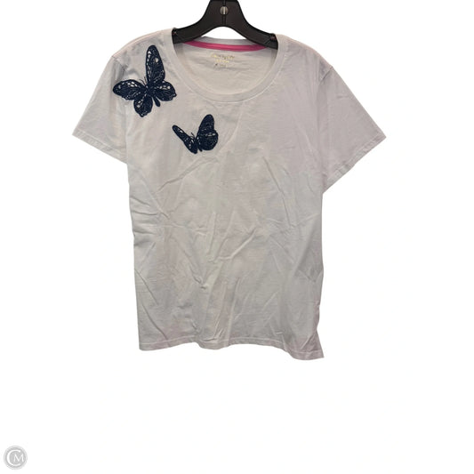 Top Short Sleeve Designer By Kate Spade In Blue & White, Size: Xl