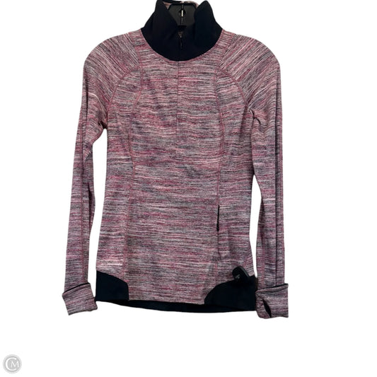Athletic Top Long Sleeve Collar By Lululemon In Black & Pink, Size: 4