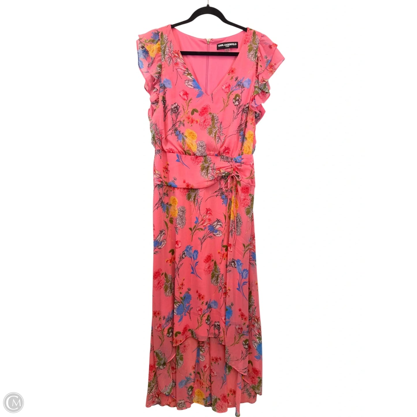 Dress Designer By Karl Lagerfeld In Pink & Yellow, Size: M