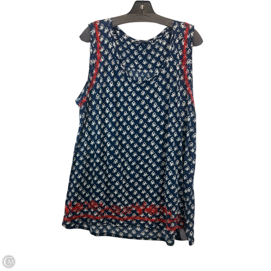 Top Sleeveless By Lucky Brand In Blue & Red & White, Size: 2x