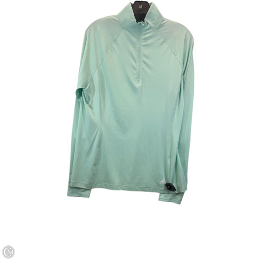 Athletic Top Long Sleeve Collar By Adidas In Green, Size: L
