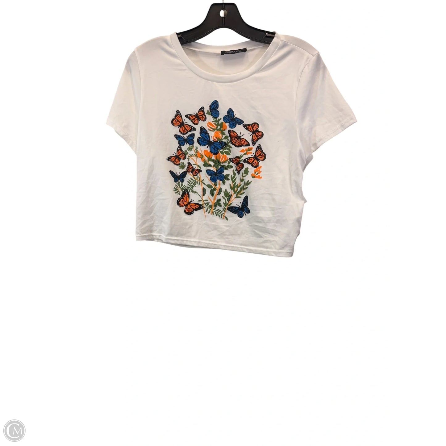 Top Short Sleeve By Santory In White, Size: L