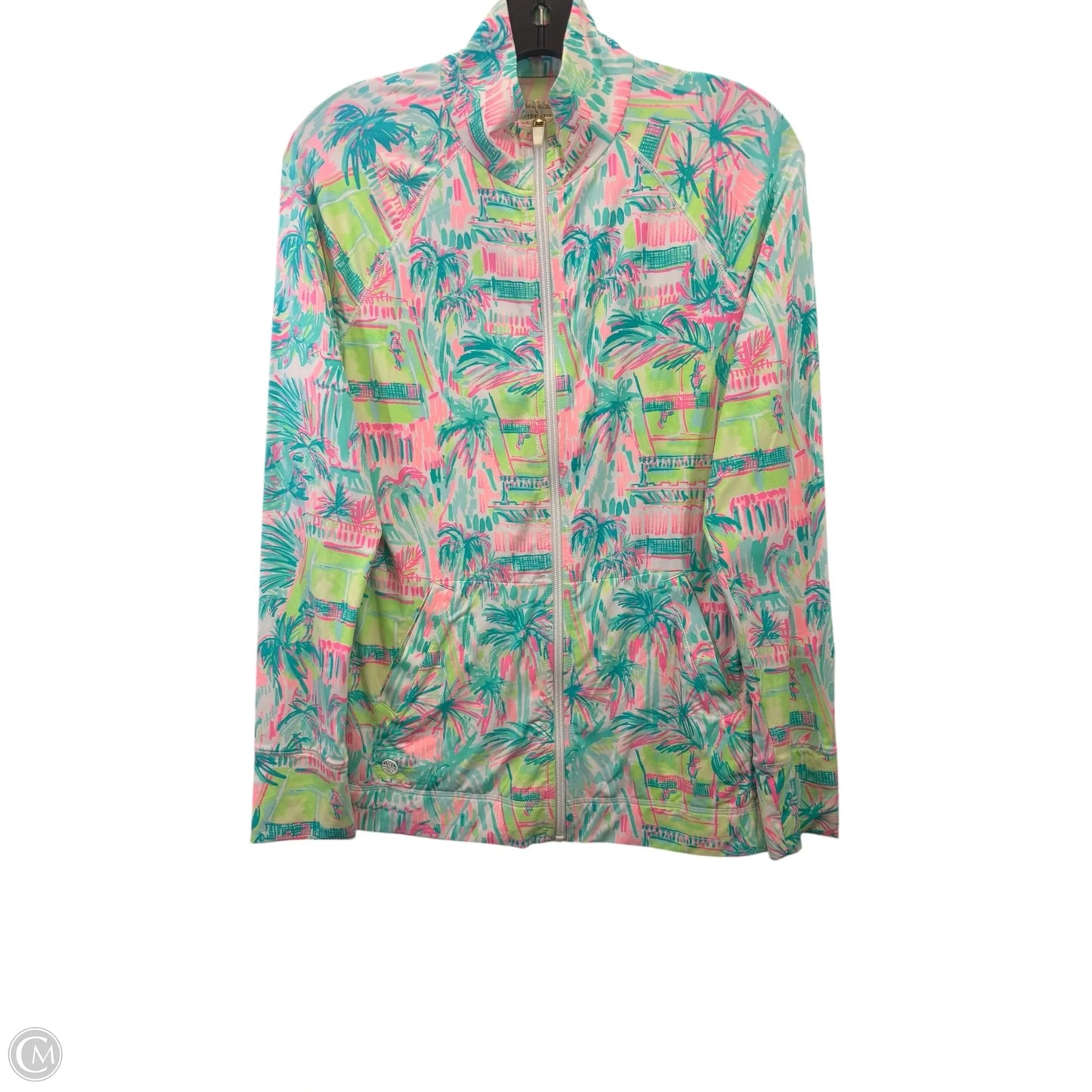 Top Long Sleeve Designer By Lilly Pulitzer In Green & Pink, Size: S