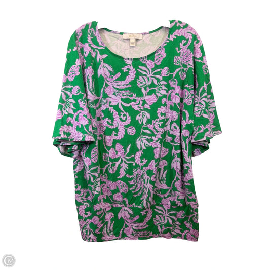 Top Short Sleeve Designer By Lilly Pulitzer In Green & Purple, Size: Xl