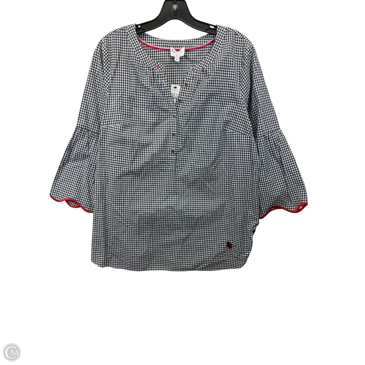 Top 3/4 Sleeve By Talbots In Checkered Pattern, Size: M