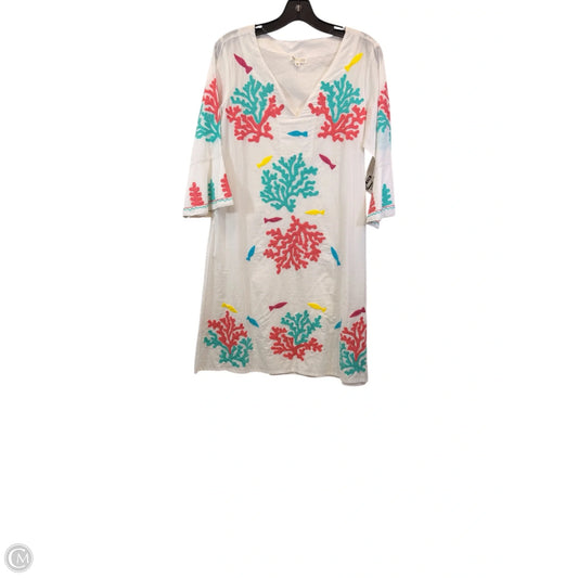 Swimwear Cover-up By Debbie Katz In White & Yellow, Size: M