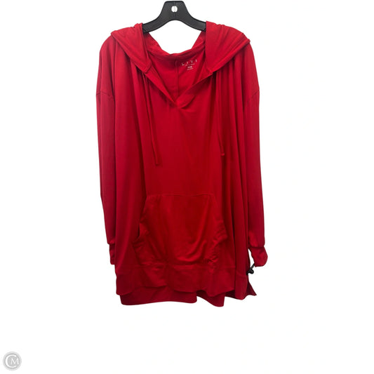 Athletic Top Long Sleeve Hoodie By Livi Active In Red, Size: 4x