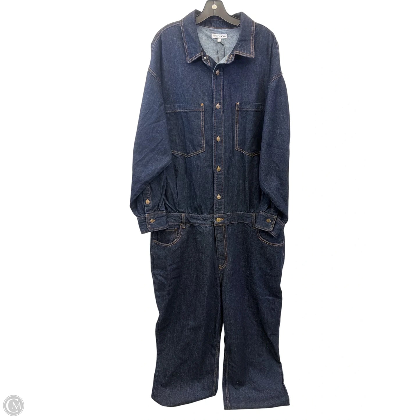 Jumpsuit By Fashion Nova In Blue Denim, Size: 3x