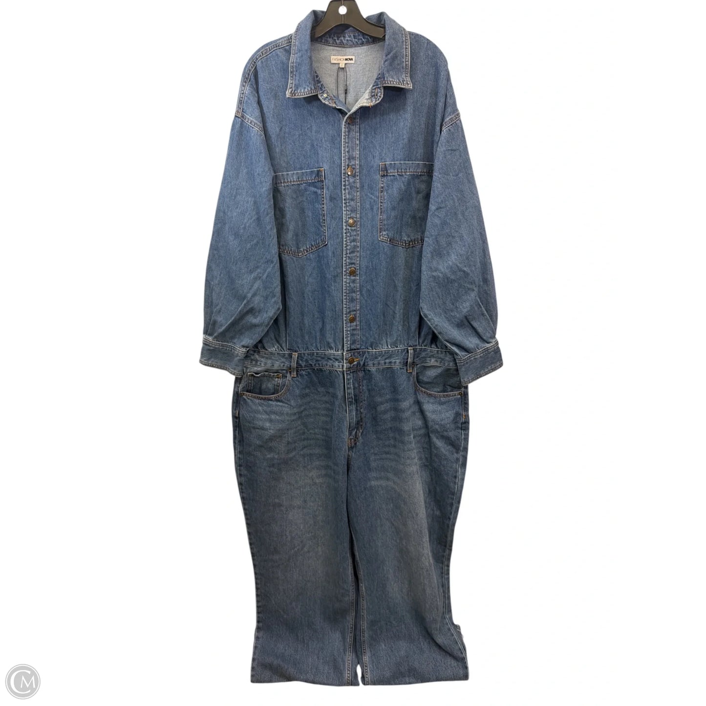 Jumpsuit By Fashion Nova In Blue Denim, Size: 3x