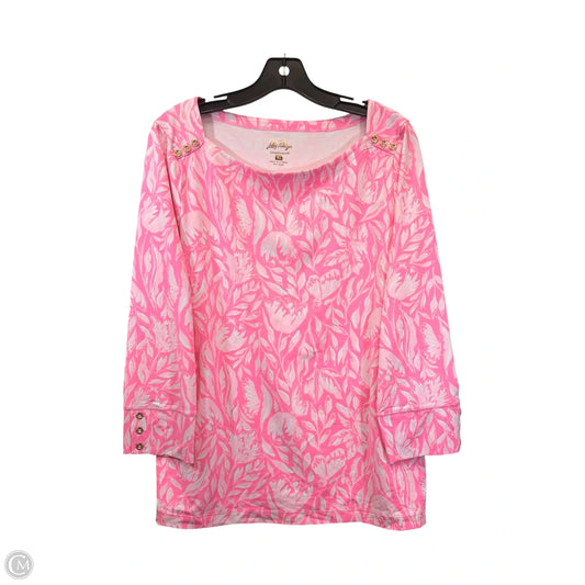 Top 3/4 Sleeve Designer By Lilly Pulitzer In Pink & White, Size: Xl