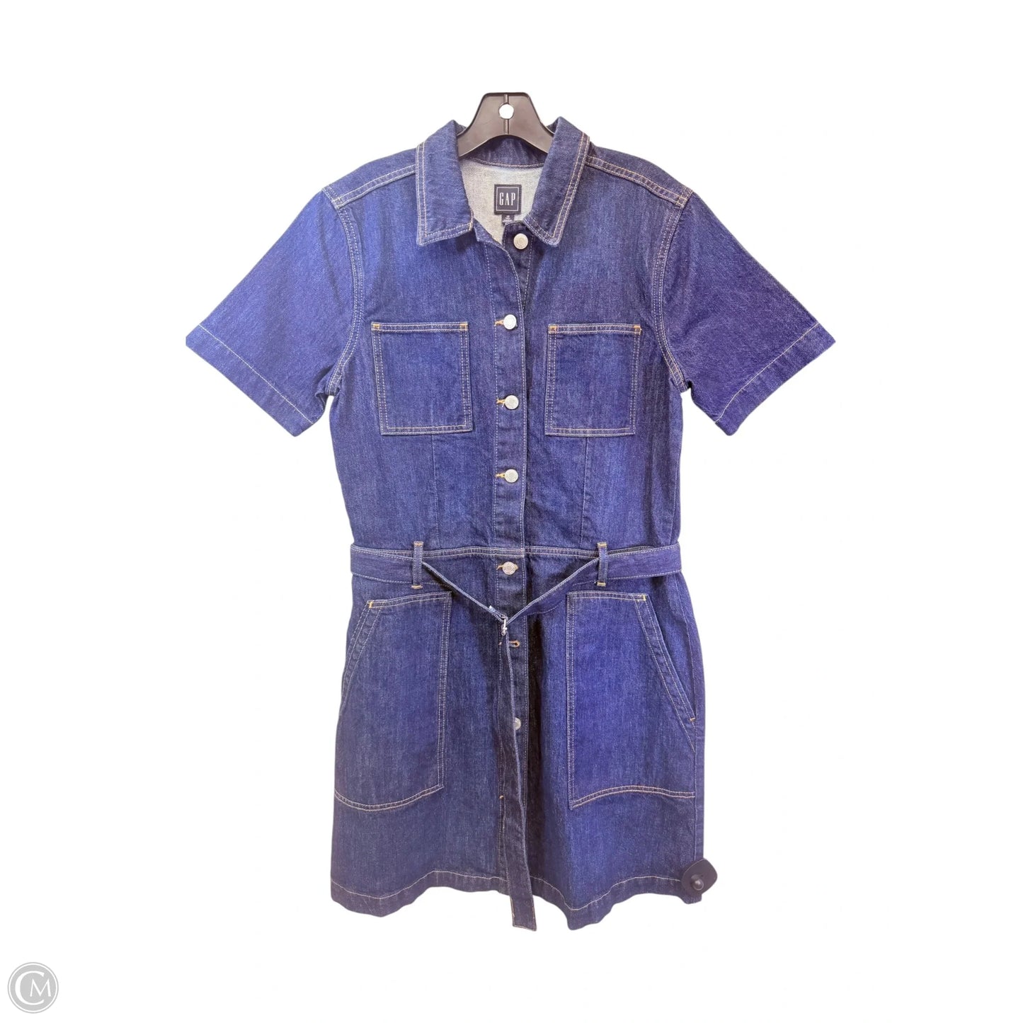 Dress Casual Midi By Gap In Blue Denim, Size: L