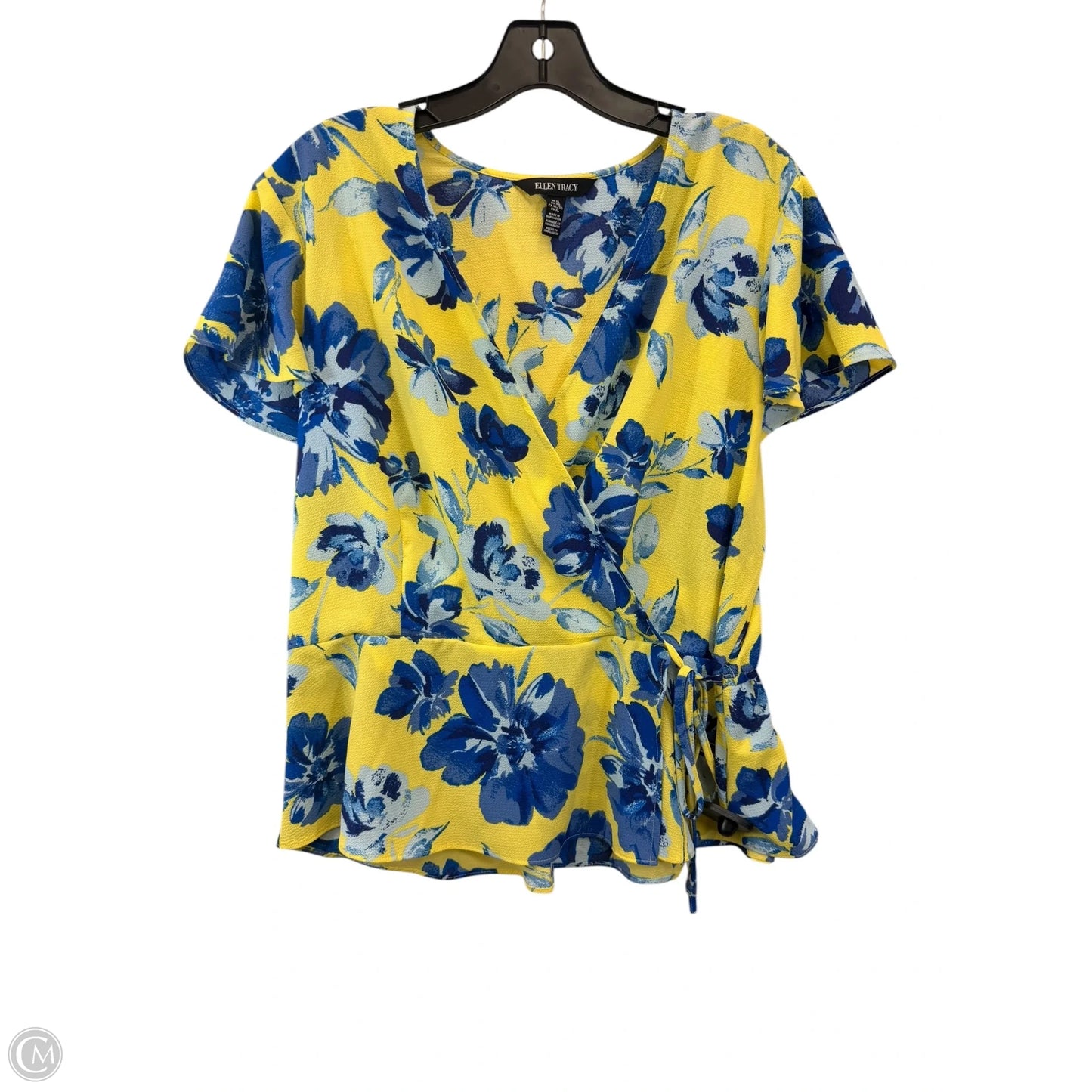 Top Short Sleeve By Ellen Tracy In Blue & Yellow, Size: Xl