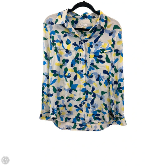 Top Long Sleeve By Equipment In Blue & Green, Size: S
