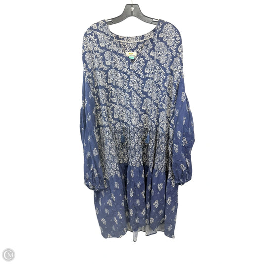 Dress Casual Short By Maeve In Blue & Cream, Size: 2x