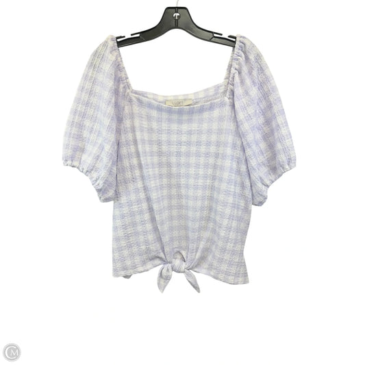 Top Short Sleeve By Loft In Checkered Pattern, Size: Xl