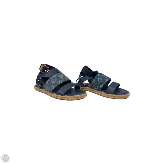 Sandals Luxury Designer By Louis Vuitton In Blue & White, Size: 7